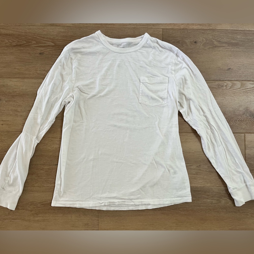 J. Crew Men’s White Long Sleeve Tee - Picture 3 of 4